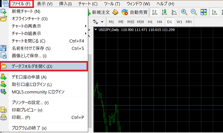 MT4データーフォルダの場所